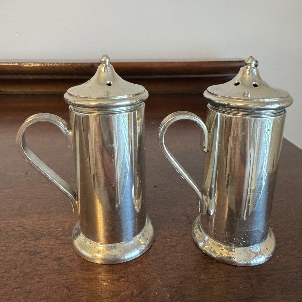 Vintage PM ITALY Silver Plated Salt And Pepper Shakers Made In Italy Set Pair